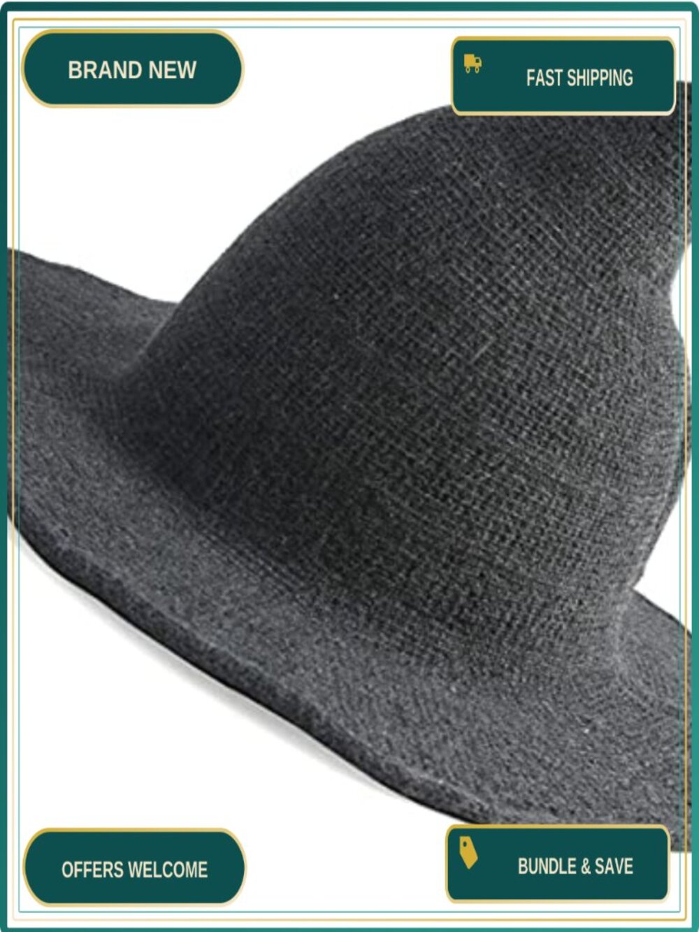 Wool Blend Witch Hat Wide Brim Foldable Costume Halloween Cosplay Party